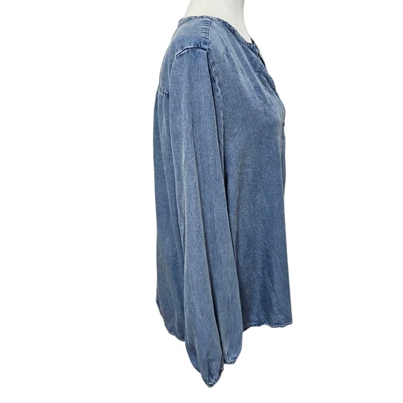 Chicos Chambray Pullon Blouse Loosefit Flowy Women's XL - Picture 3 of 9